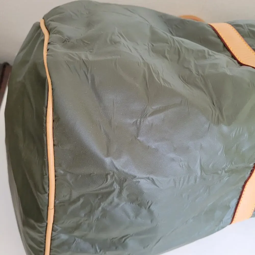 Hunting World Safari Today Duffle Bag Olive Green Leather Trim Travel Luggage